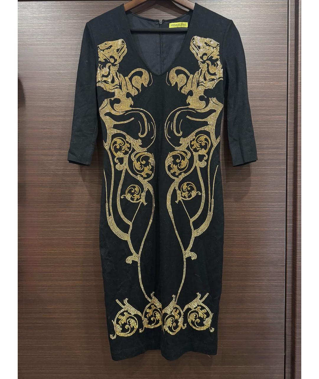 VERSACE JEANS COUTURE Черное вискозное коктейльное платье, фото 9