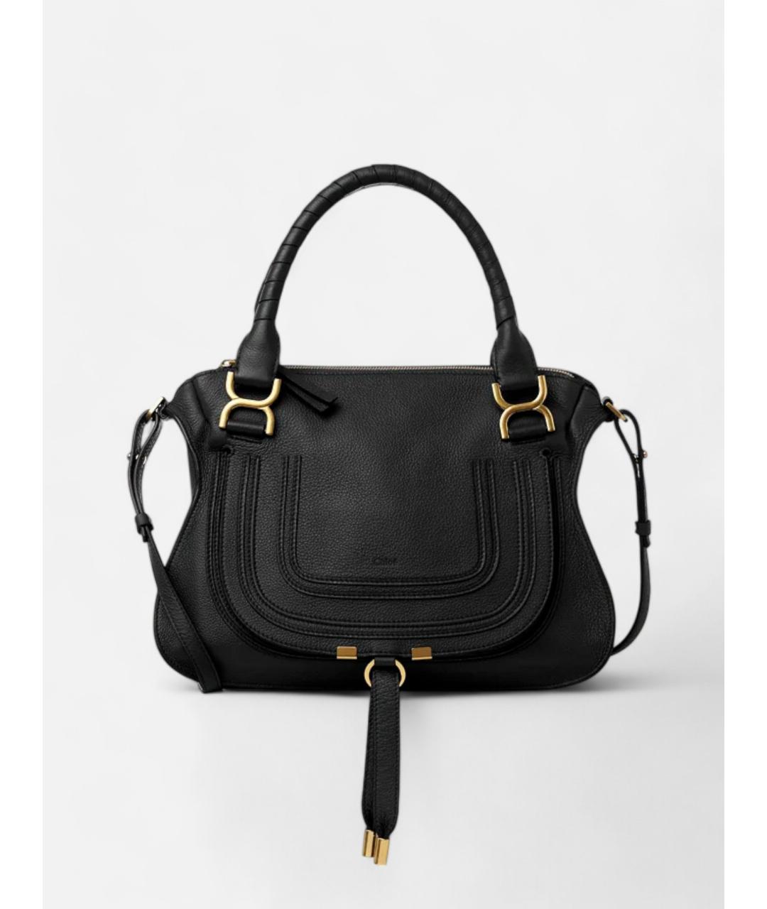 CHLOE Черная кожаная сумка тоут, фото 5