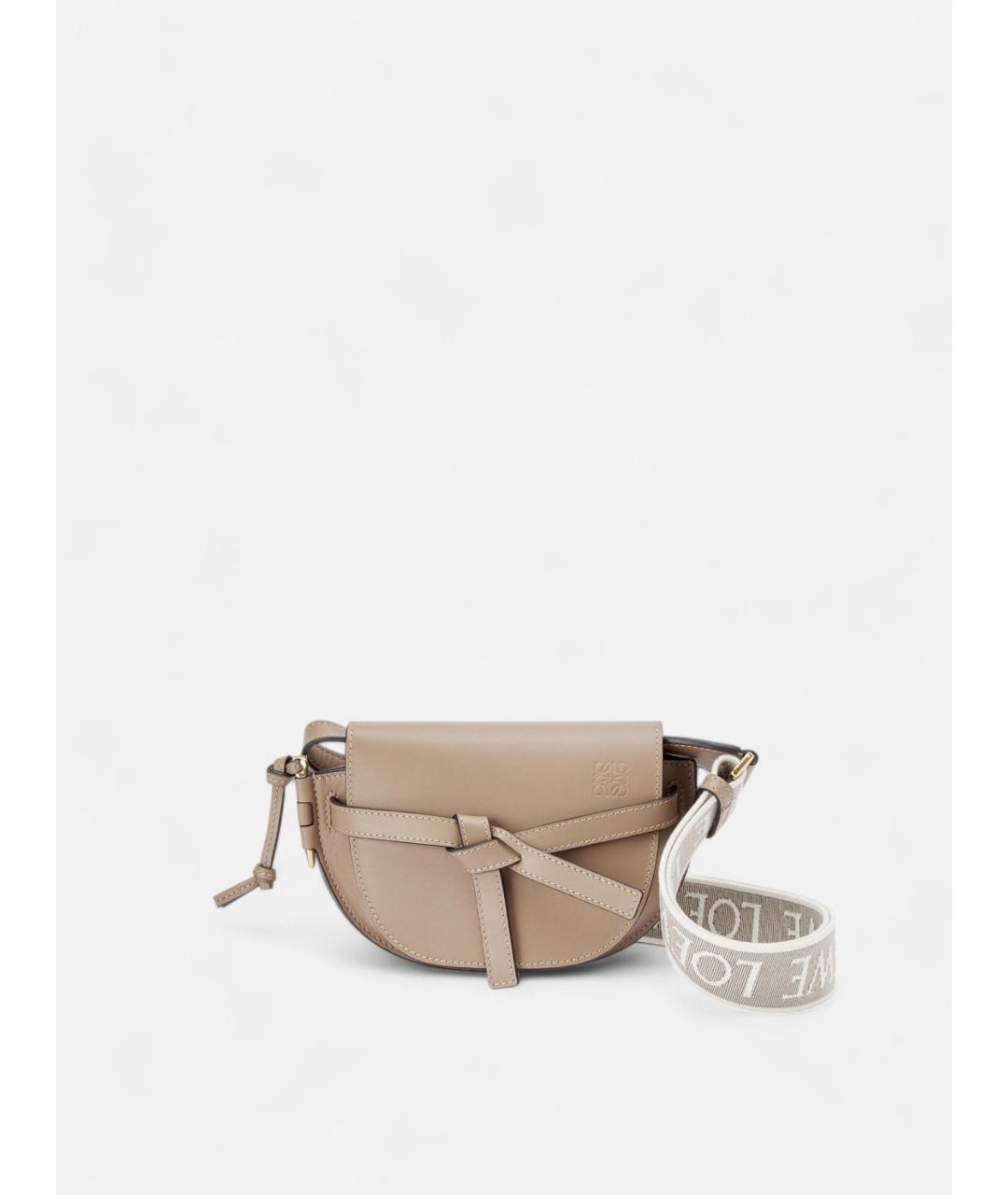 LOEWE Бежевая кожаная сумка через плечо, фото 5