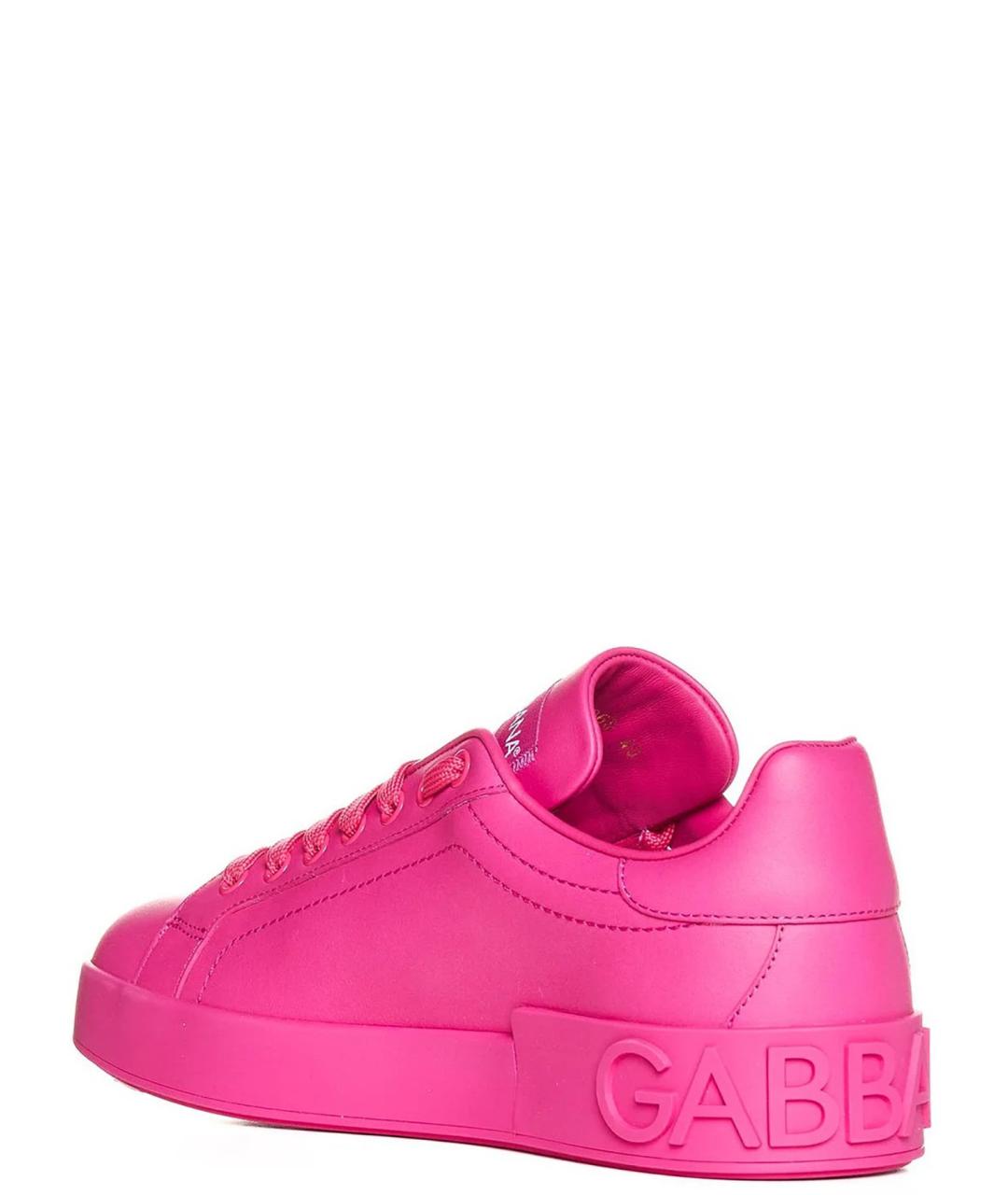 DOLCE&GABBANA Розовые кожаные кеды, фото 3