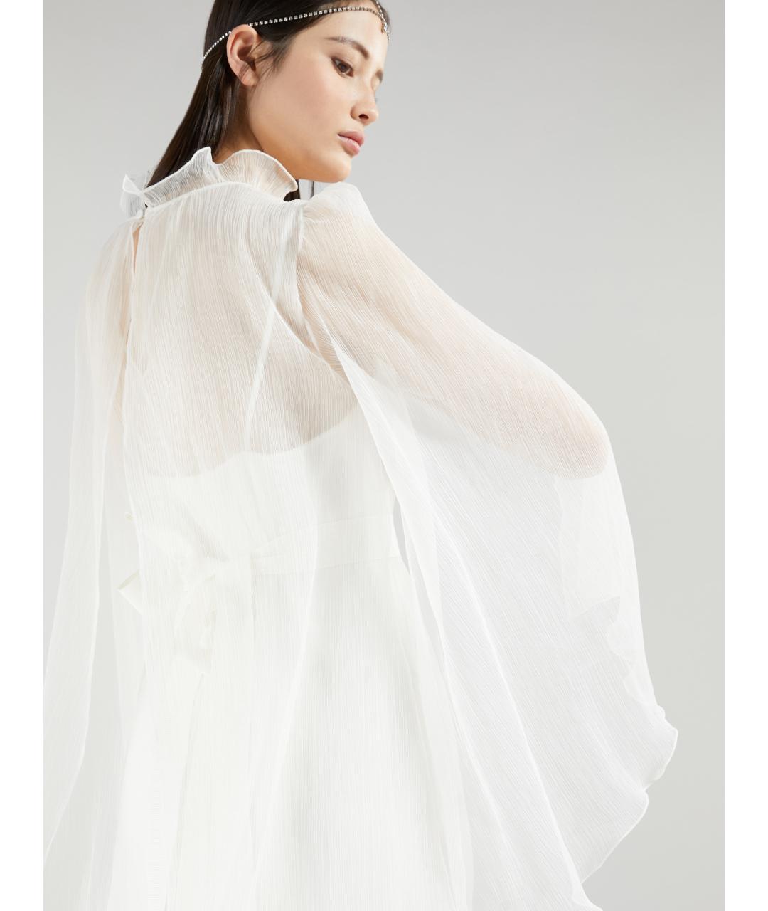 MAX MARA Белое шелковое повседневное платье, фото 3