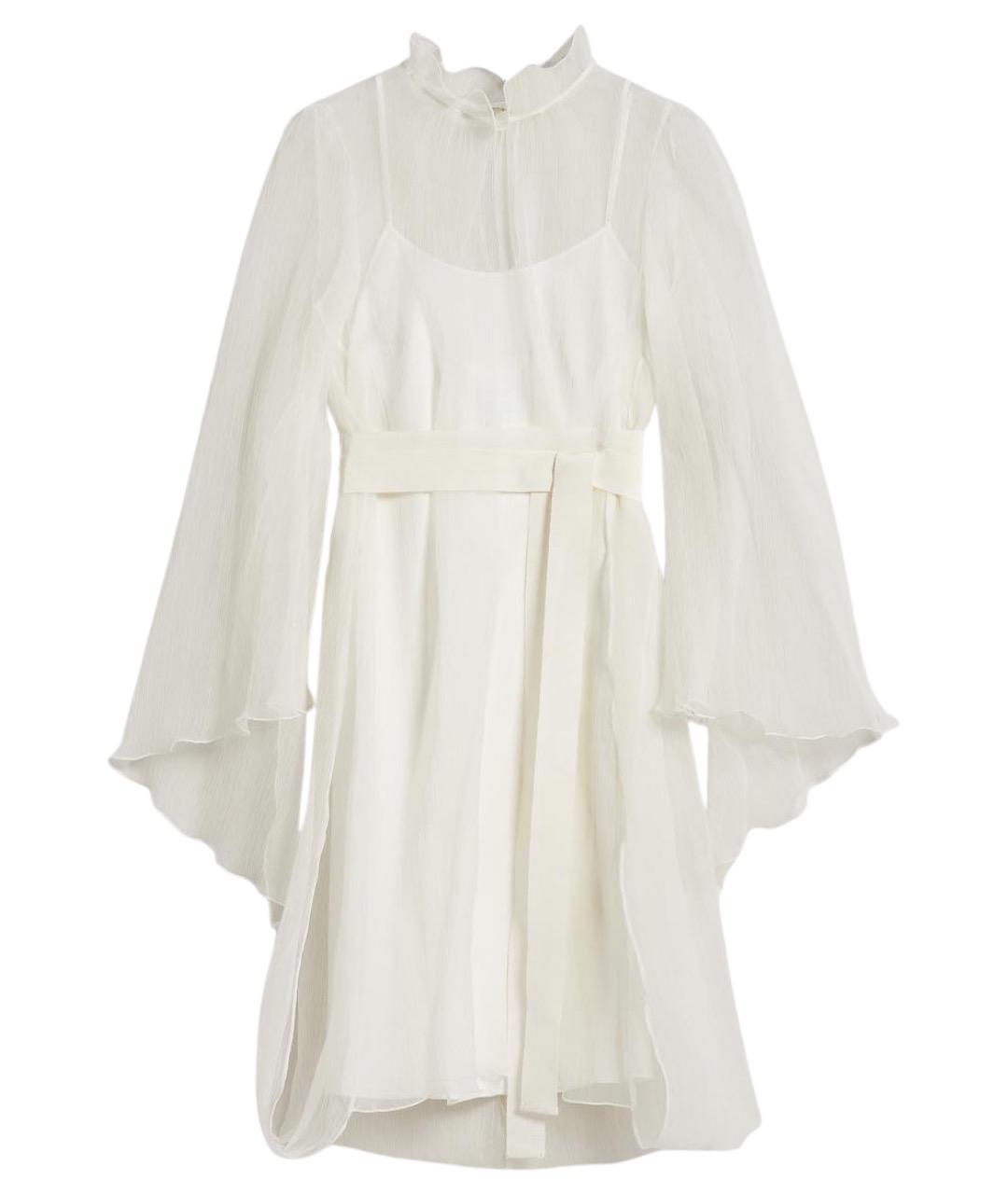 MAX MARA Белое шелковое повседневное платье, фото 1