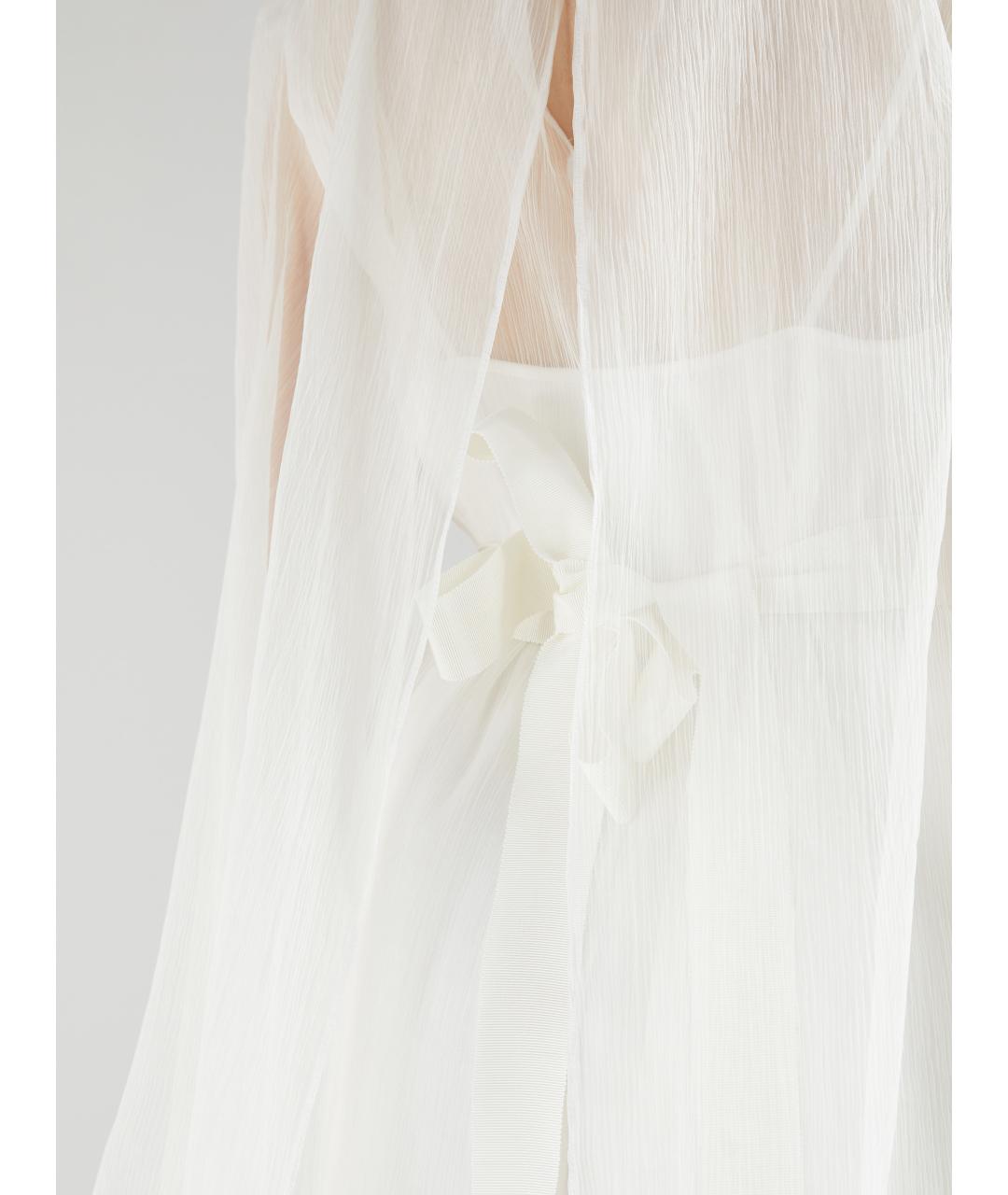 MAX MARA Белое шелковое повседневное платье, фото 4