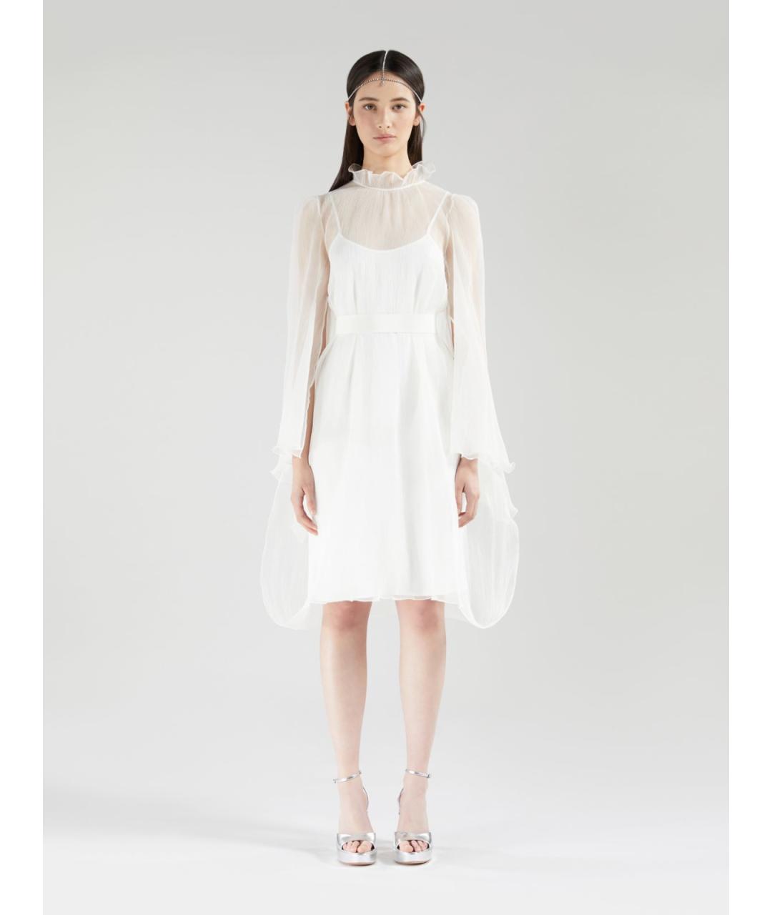 MAX MARA Белое шелковое повседневное платье, фото 2