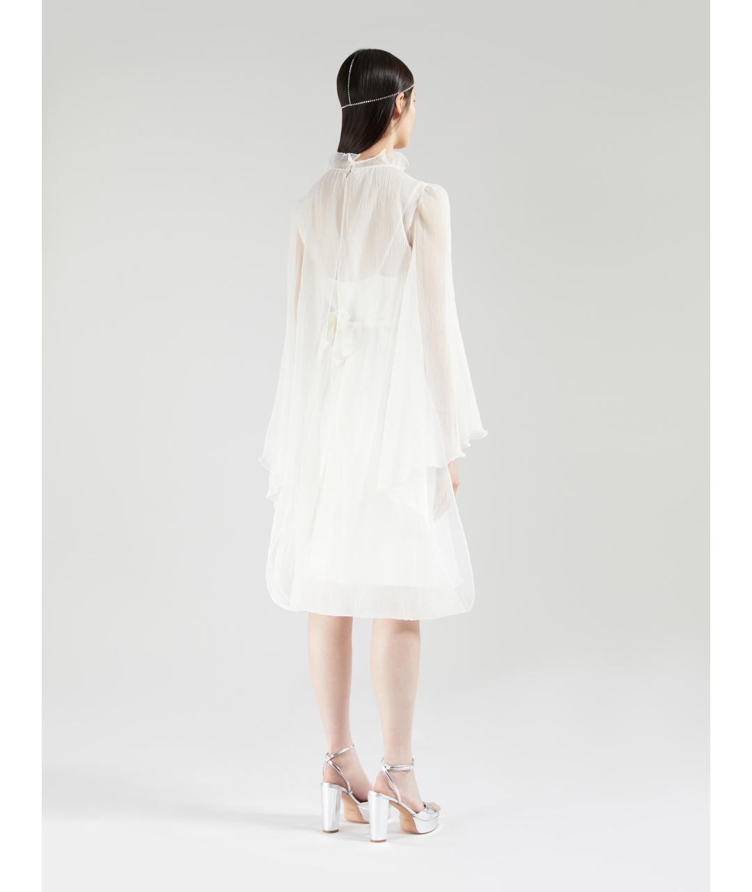 MAX MARA Белое шелковое повседневное платье, фото 5