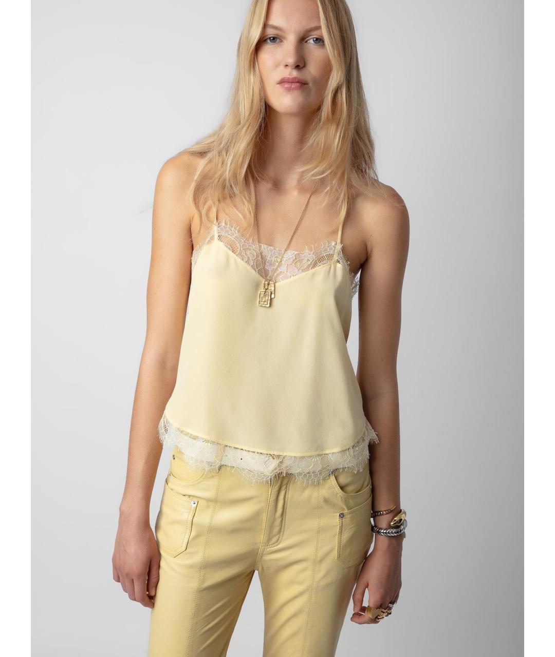 ZADIG & VOLTAIRE Желтая шелковая майка, фото 3