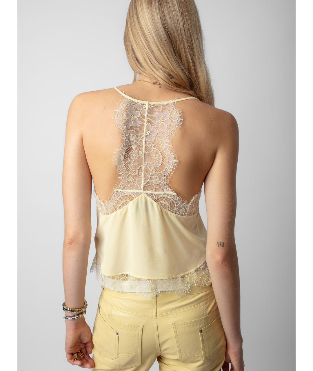 ZADIG & VOLTAIRE Желтая шелковая майка, фото 5