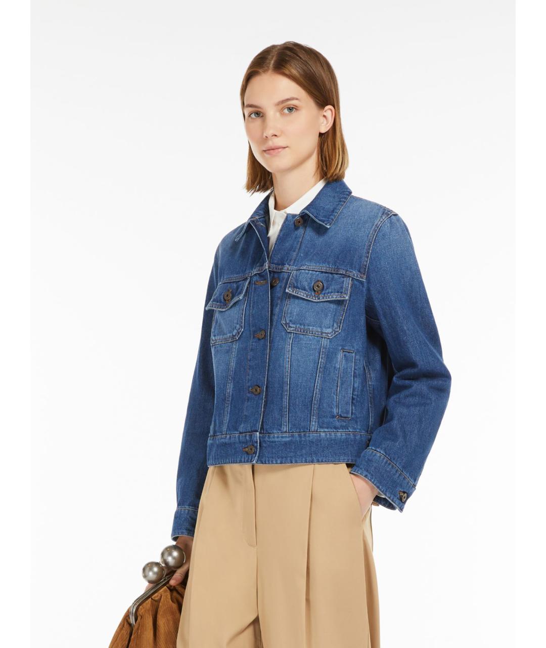 WEEKEND MAX MARA Синяя хлопковая куртка, фото 4