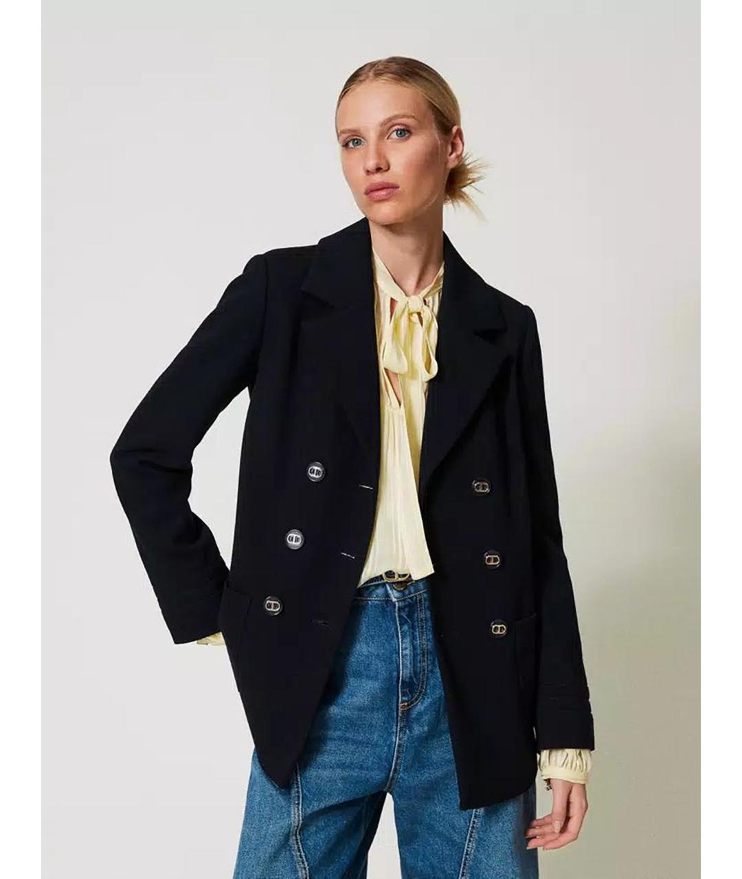 TWIN-SET Черное пальто, фото 3