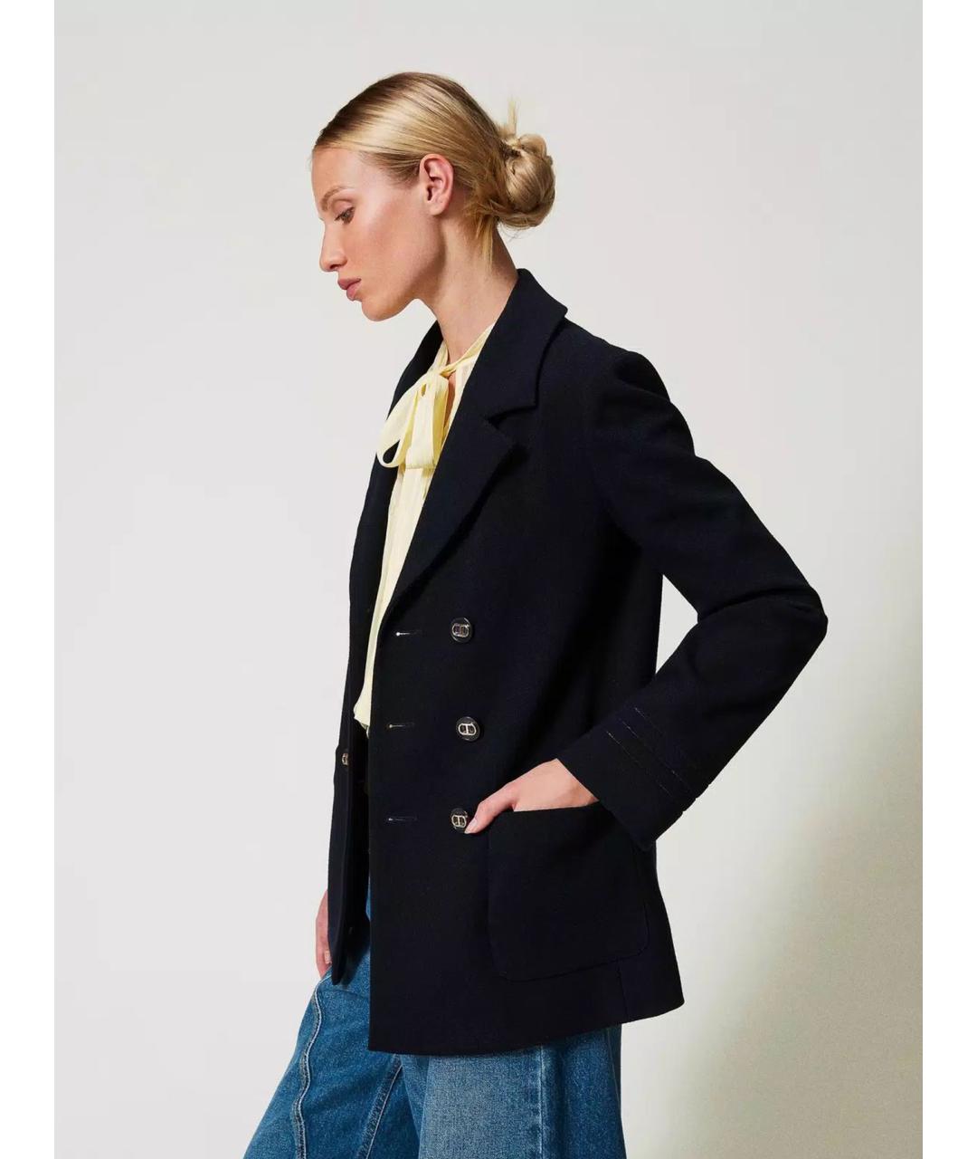 TWIN-SET Черное пальто, фото 4