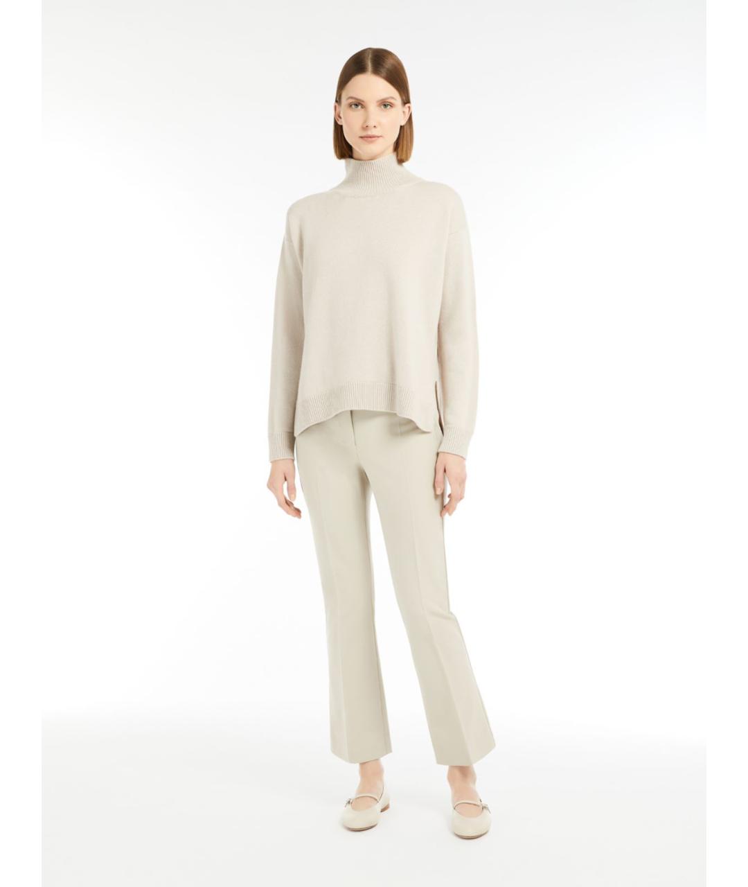 'S MAX MARA Белые вискозные прямые брюки, фото 4