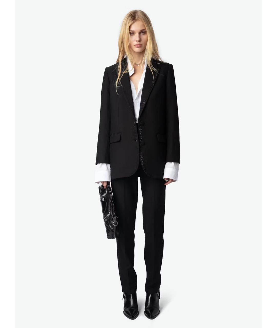 ZADIG & VOLTAIRE Черные полиэстеровые прямые брюки, фото 7