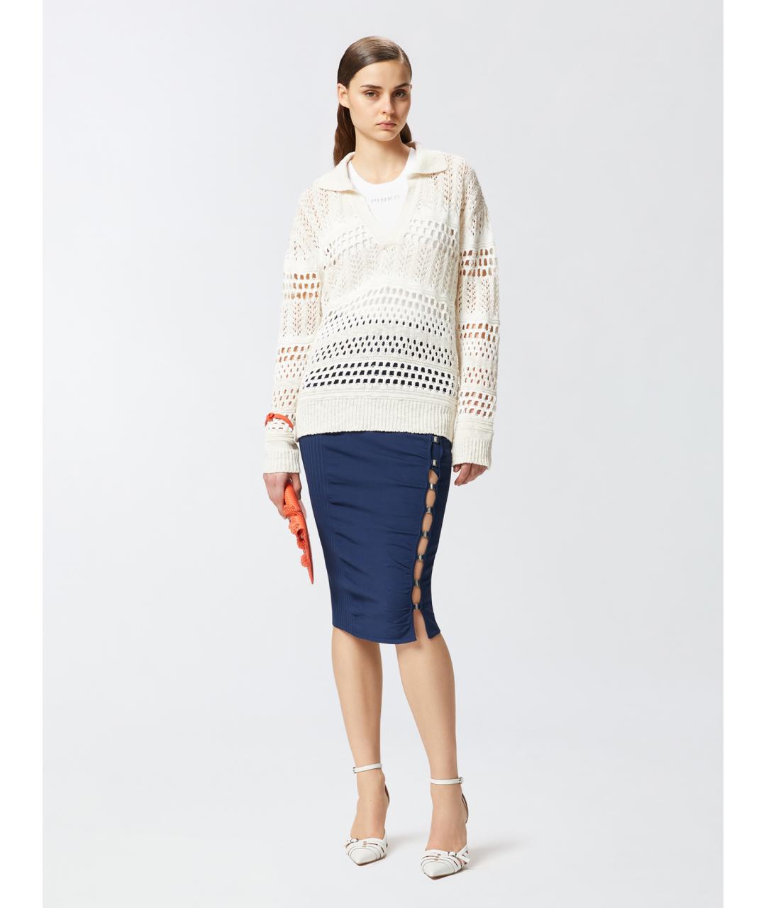 PINKO Синяя вискозная юбка миди, фото 3