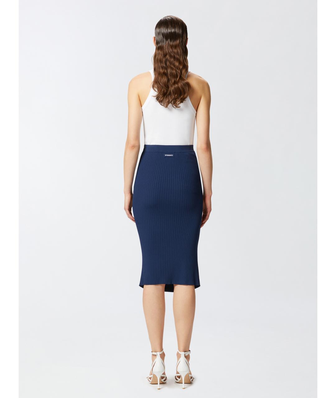 PINKO Синяя вискозная юбка миди, фото 5