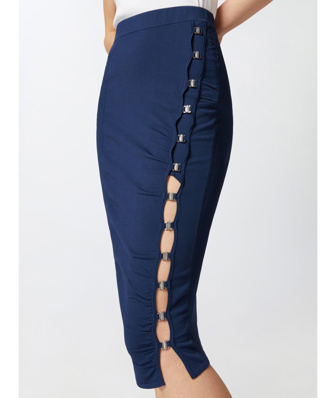 PINKO Синяя вискозная юбка миди, фото 6