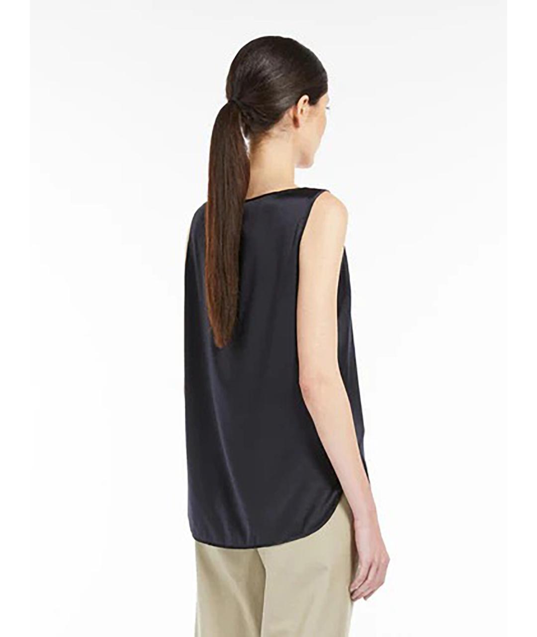 MAX MARA STUDIO Черная шелковая майка, фото 4