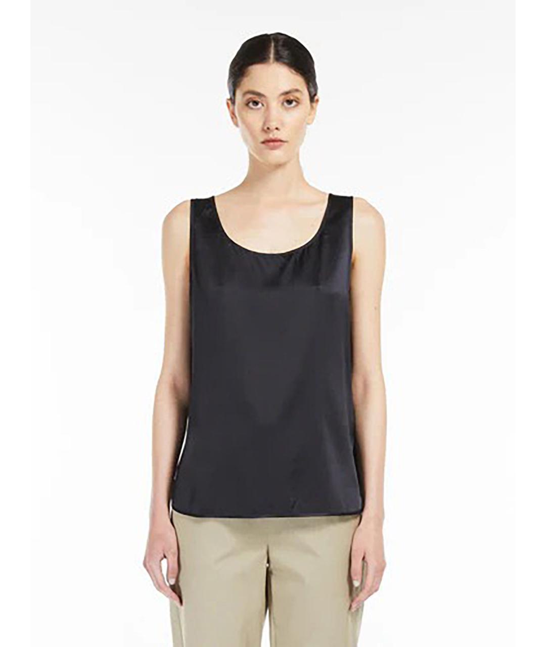 MAX MARA STUDIO Черная шелковая майка, фото 2