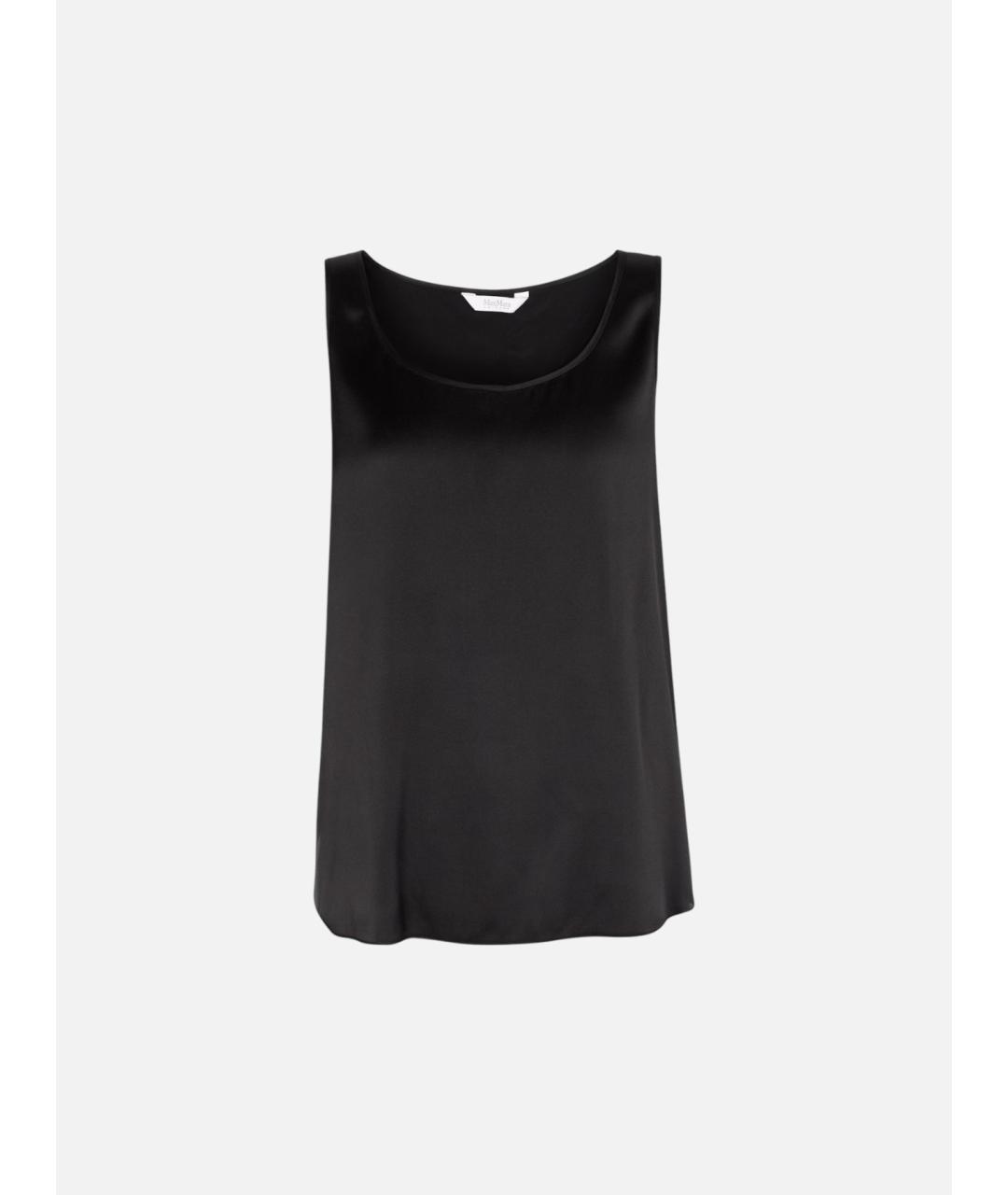 MAX MARA STUDIO Черная шелковая майка, фото 5