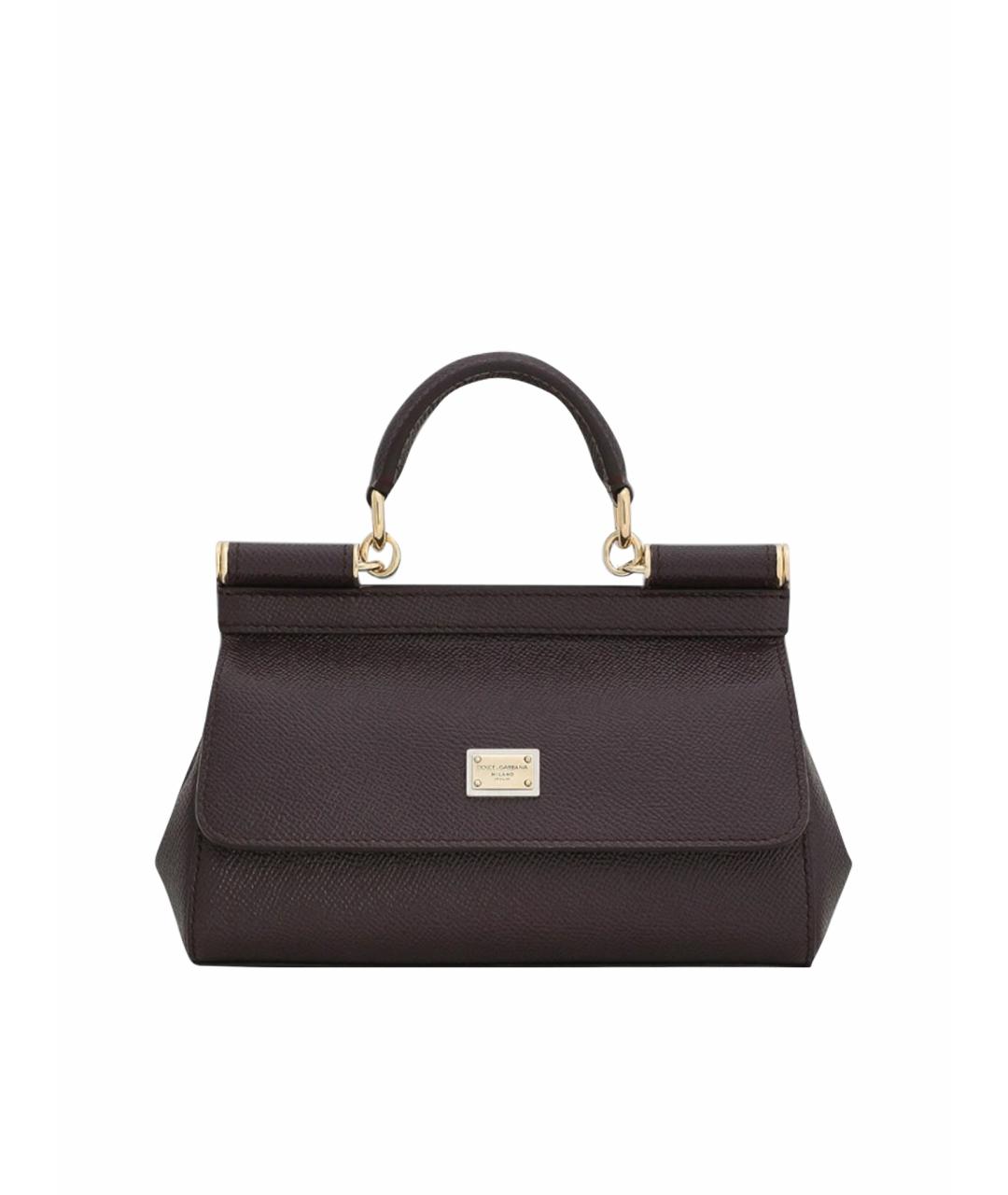 DOLCE&GABBANA Бордовая кожаная сумка тоут, фото 1