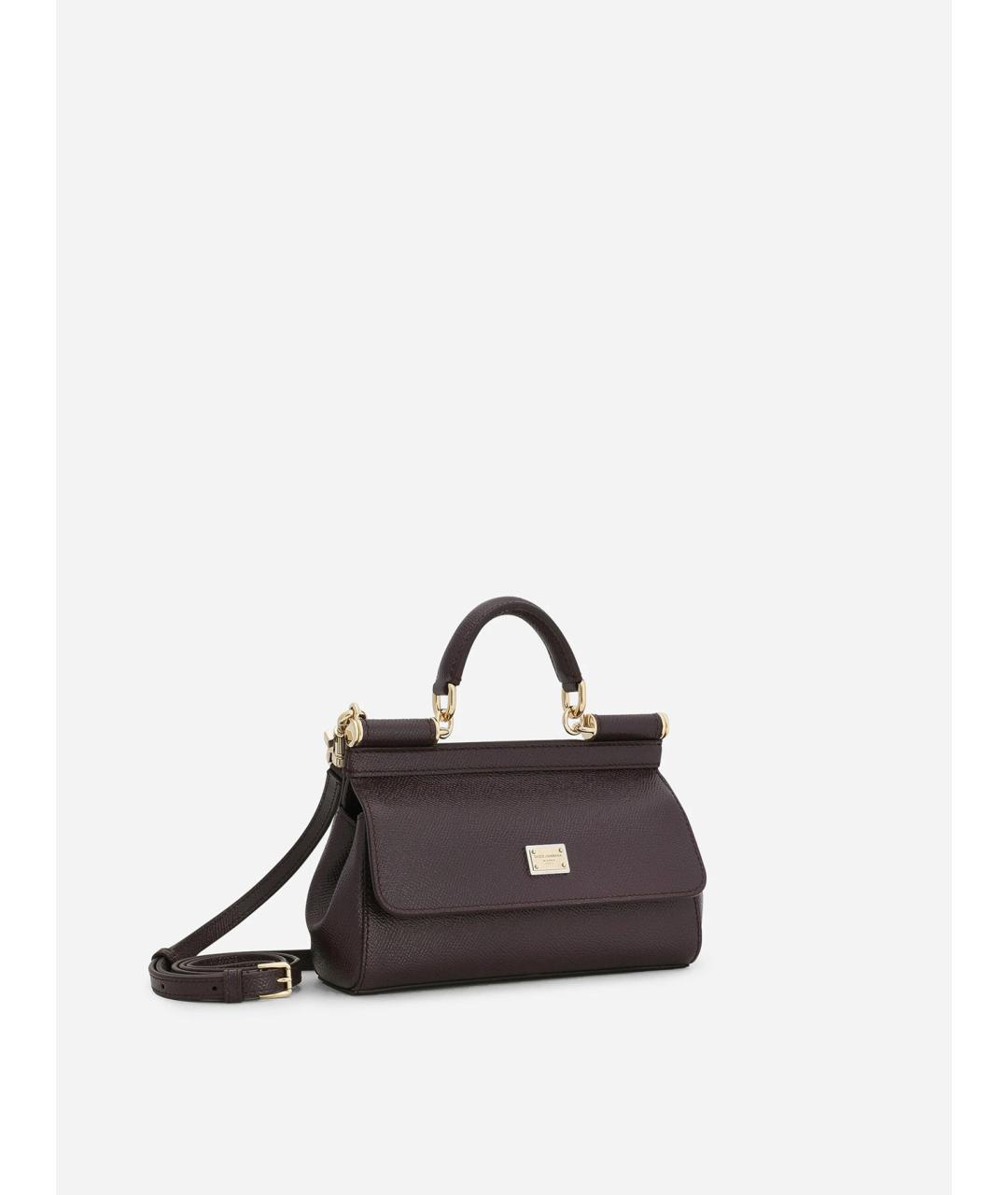 DOLCE&GABBANA Бордовая кожаная сумка тоут, фото 2