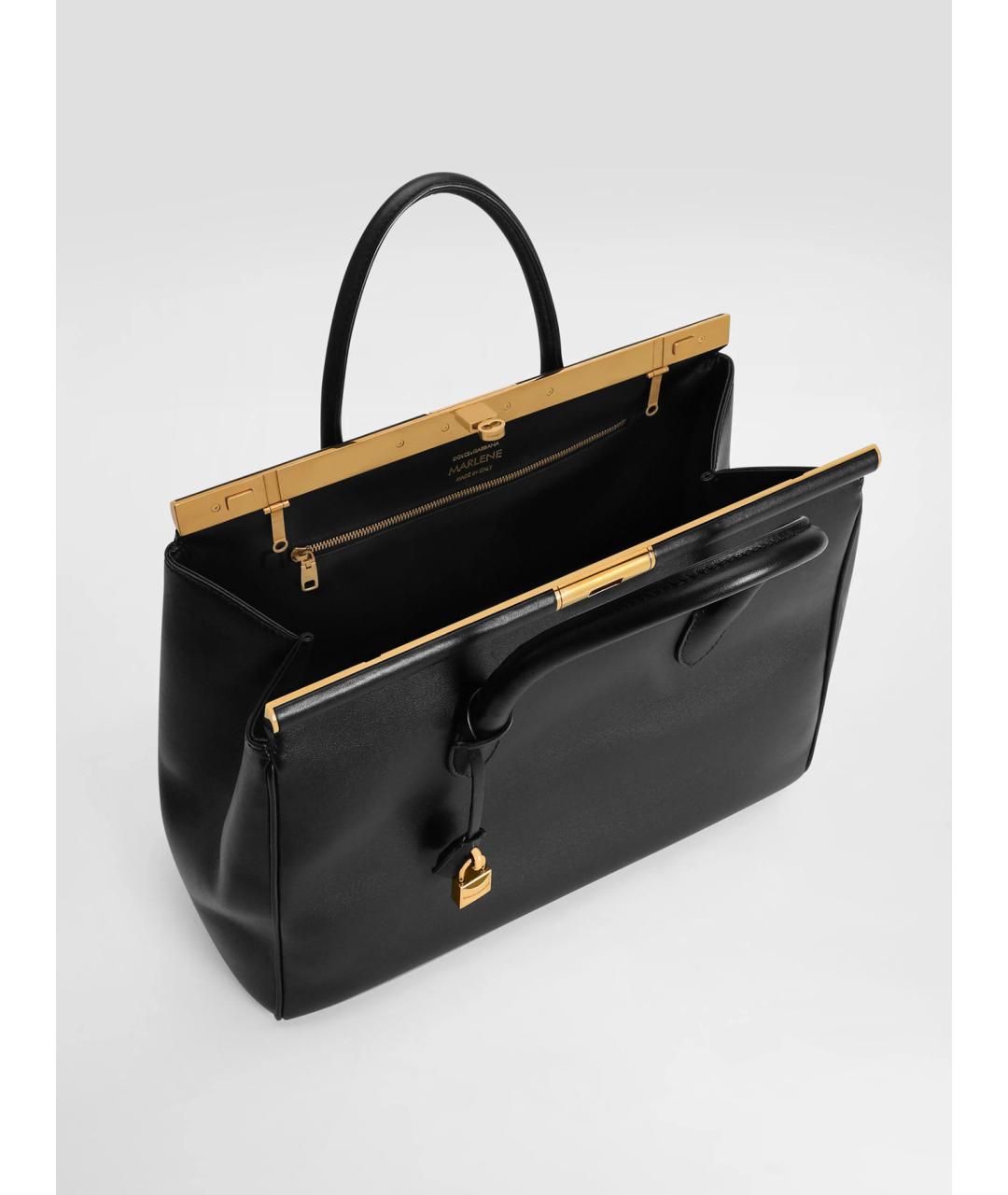 DOLCE&GABBANA Черная кожаная сумка тоут, фото 4