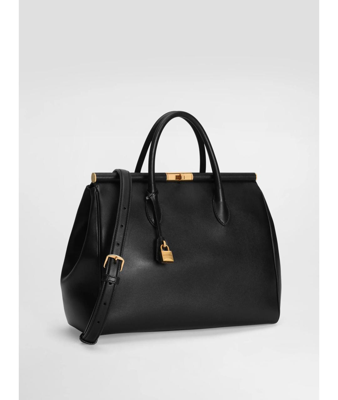 DOLCE&GABBANA Черная кожаная сумка тоут, фото 3
