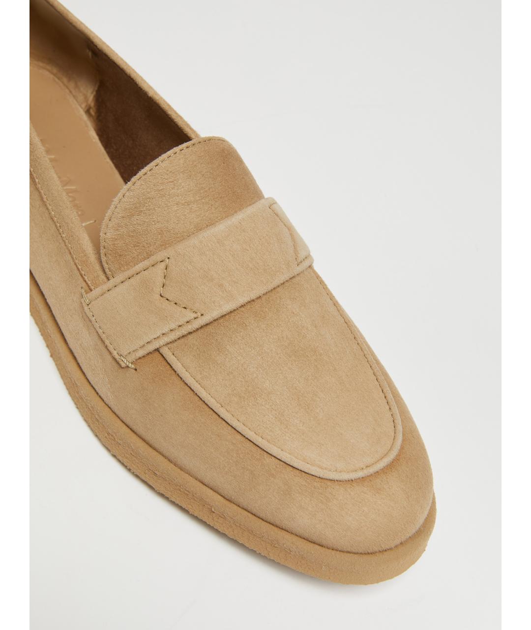 MAX MARA Бежевые замшевые лоферы, фото 3