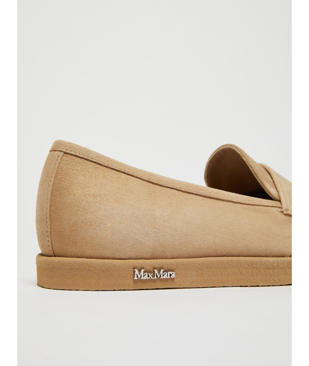 MAX MARA Бежевые замшевые лоферы, фото 4