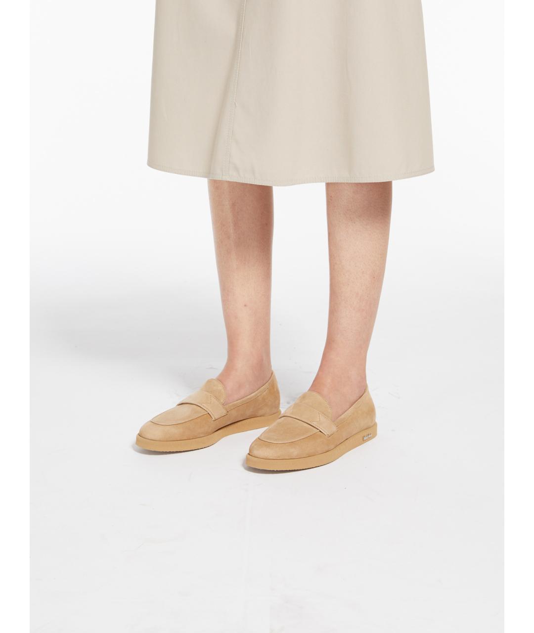 MAX MARA Бежевые замшевые лоферы, фото 5