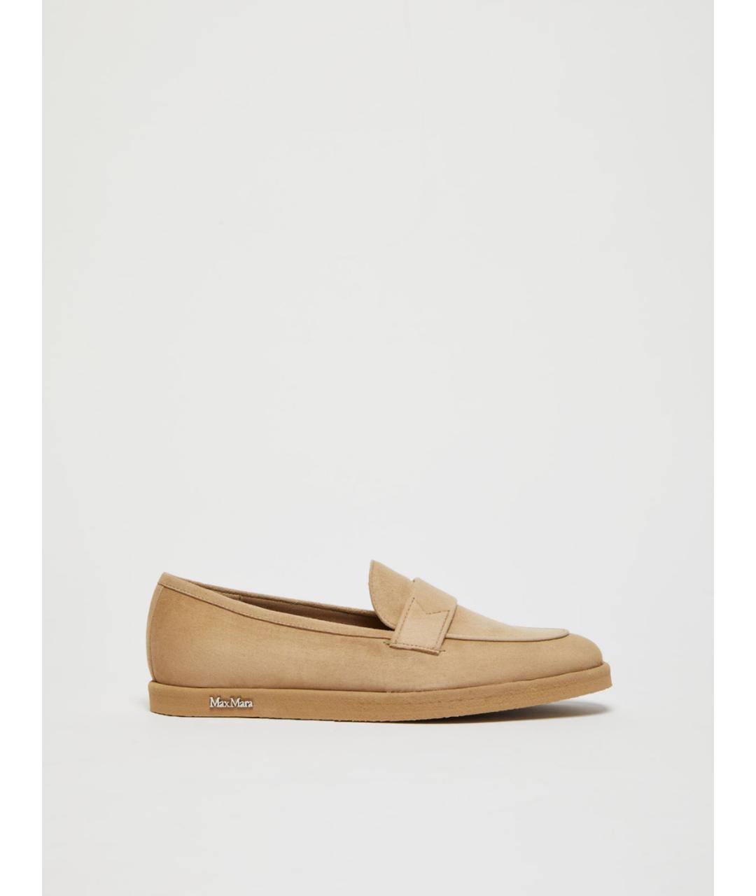MAX MARA Бежевые замшевые лоферы, фото 6