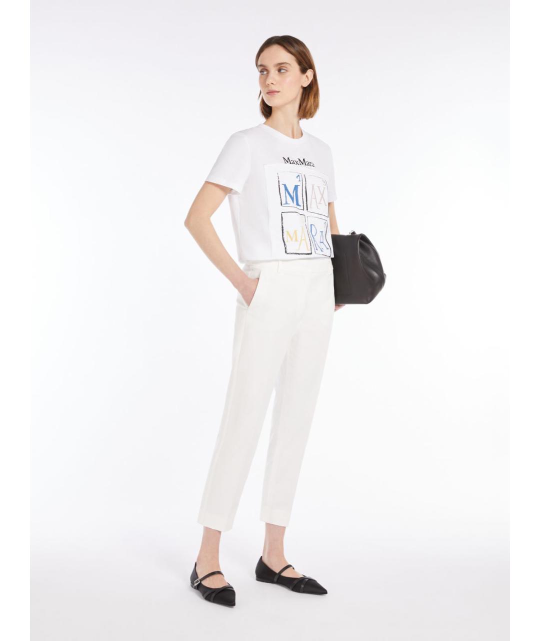 MAX MARA Белая хлопковая футболка, фото 2
