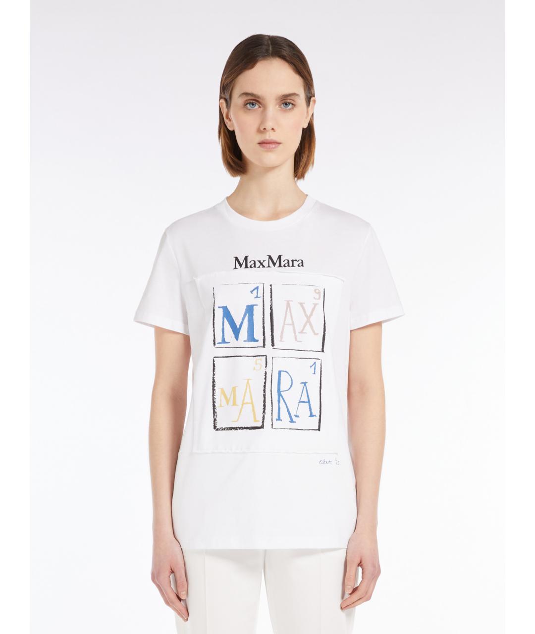 MAX MARA Белая хлопковая футболка, фото 3