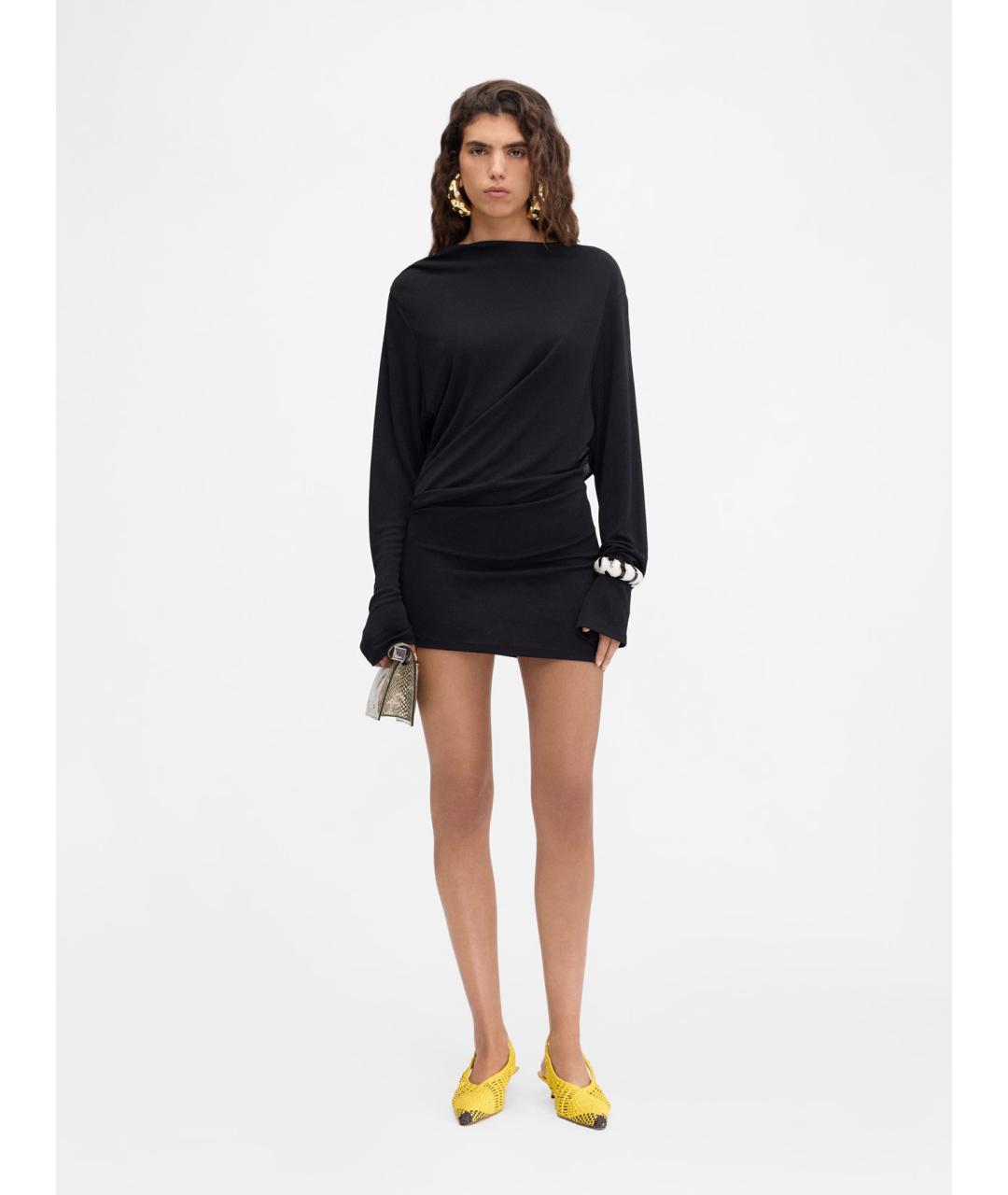 JACQUEMUS Черное вискозное коктейльное платье, фото 2
