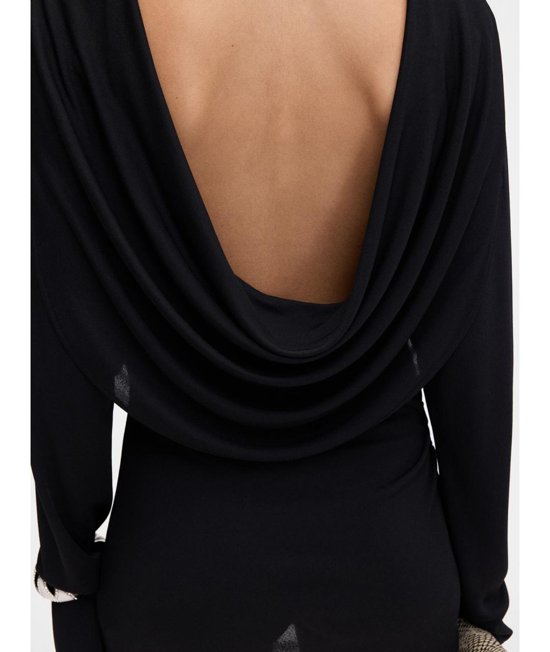 JACQUEMUS Черное вискозное коктейльное платье, фото 5