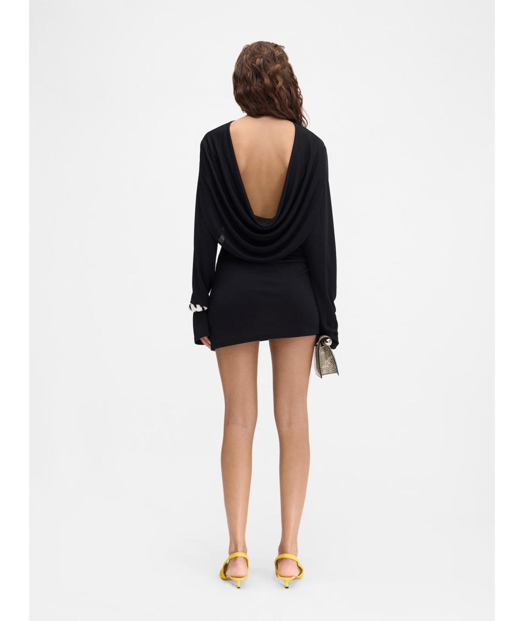 JACQUEMUS Черное вискозное коктейльное платье, фото 4
