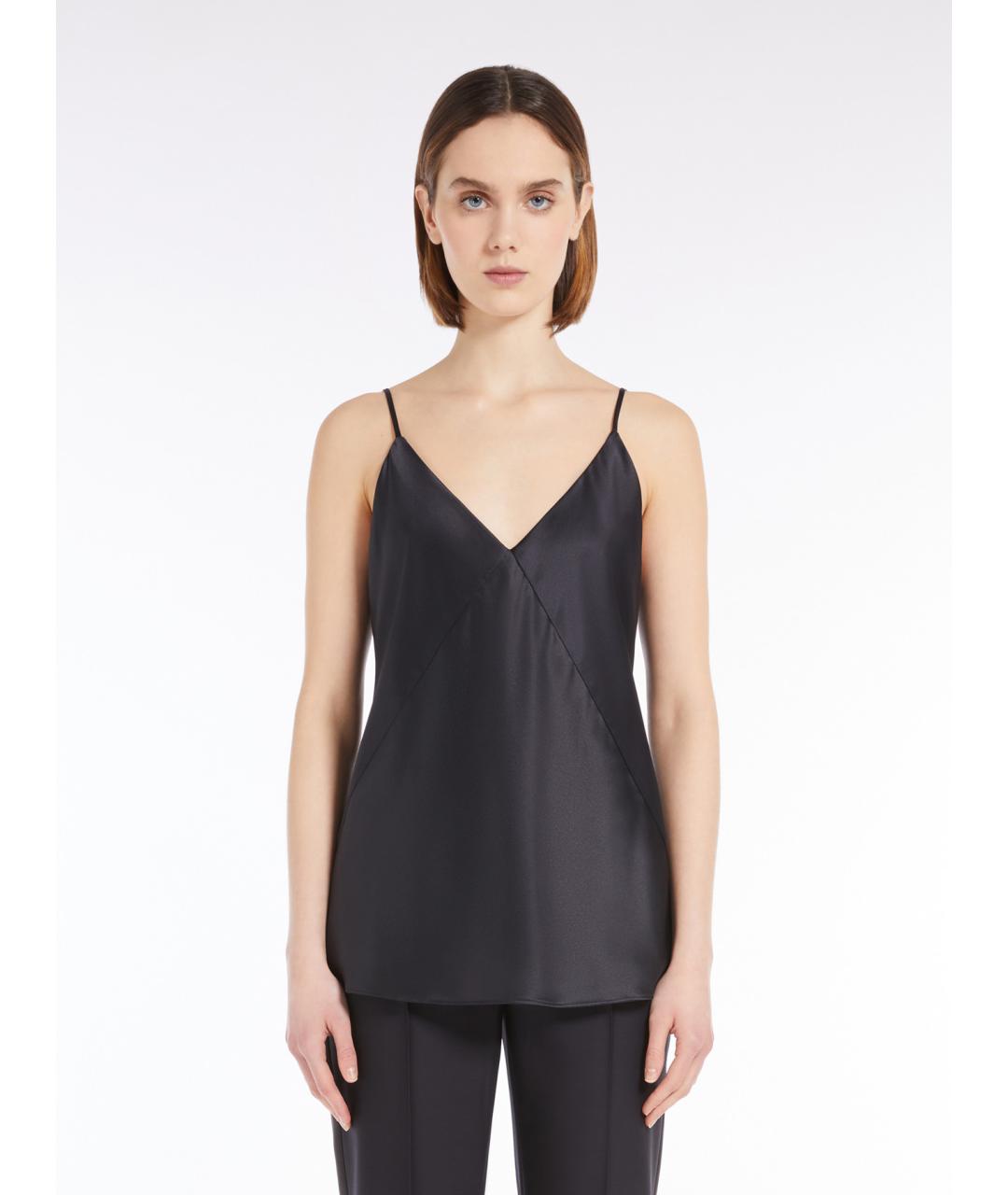 MAX MARA Черная атласная майка, фото 3