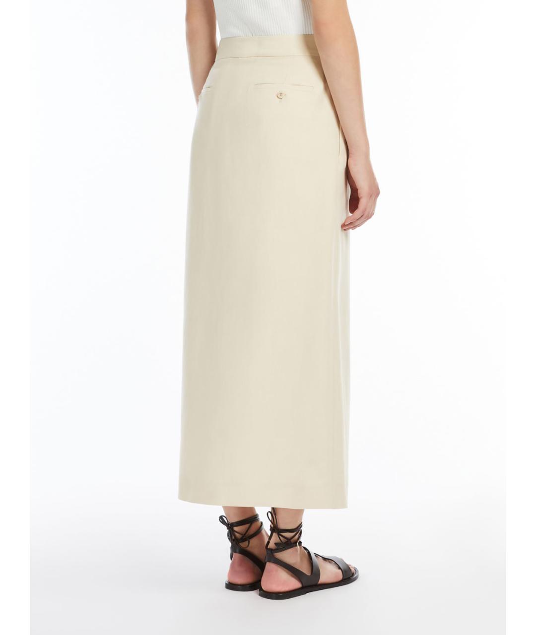 WEEKEND MAX MARA Бежевая вискозная юбка макси, фото 3