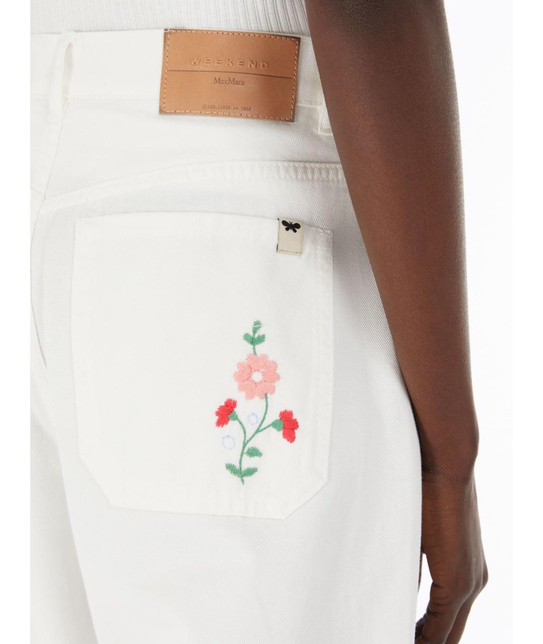 WEEKEND MAX MARA Белые хлопковые брюки широкие, фото 4