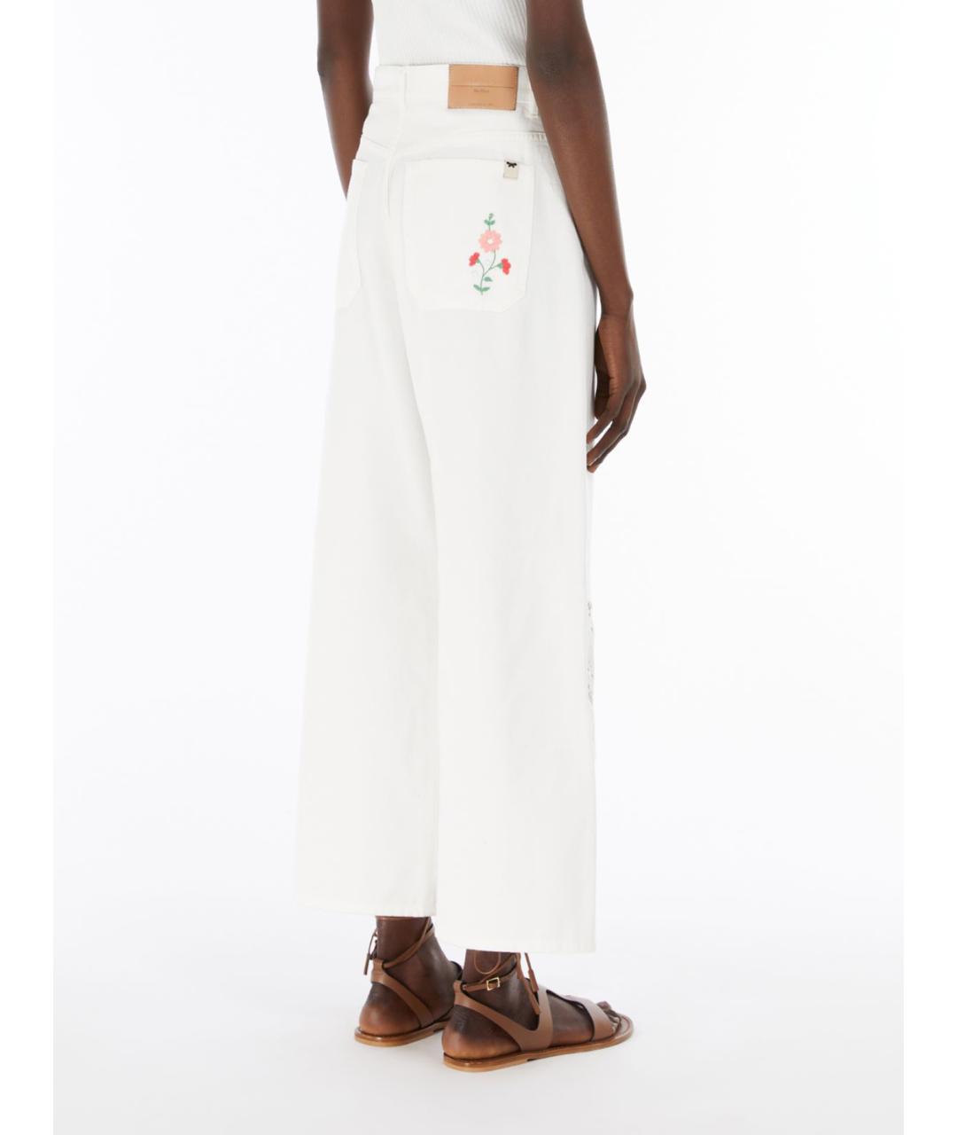 WEEKEND MAX MARA Белые хлопковые брюки широкие, фото 5