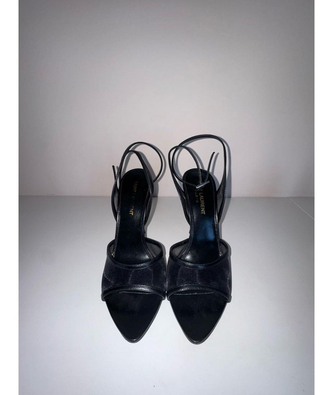 SAINT LAURENT Черные кожаные босоножки, фото 2