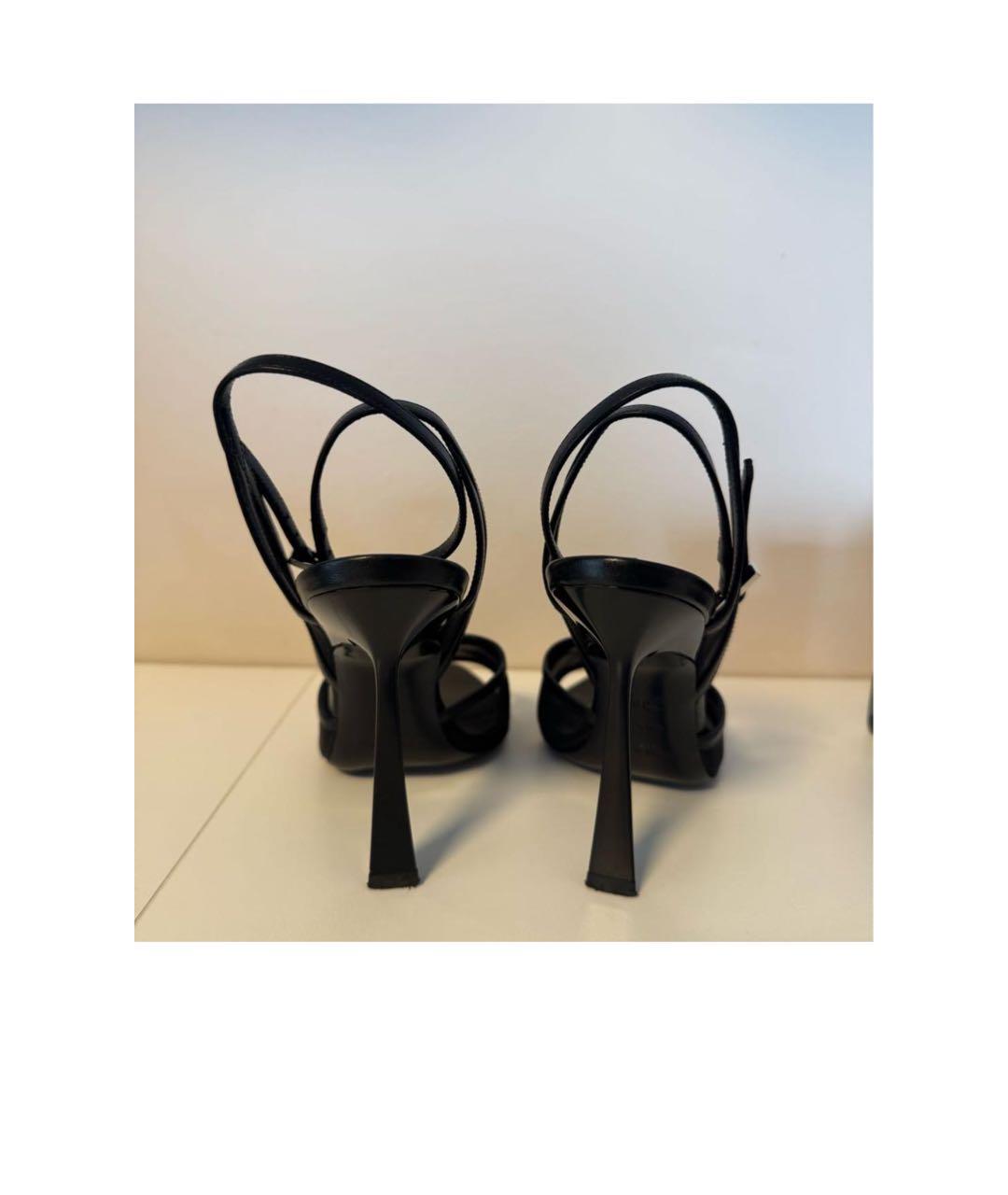 SAINT LAURENT Черные кожаные босоножки, фото 3