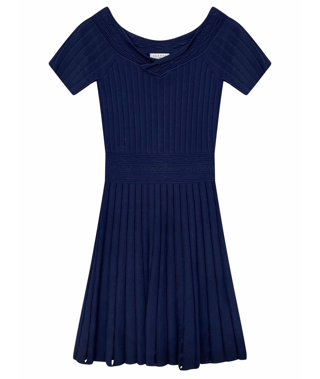 SANDRO Темно-синее хлопко-эластановое повседневное платье, фото 1