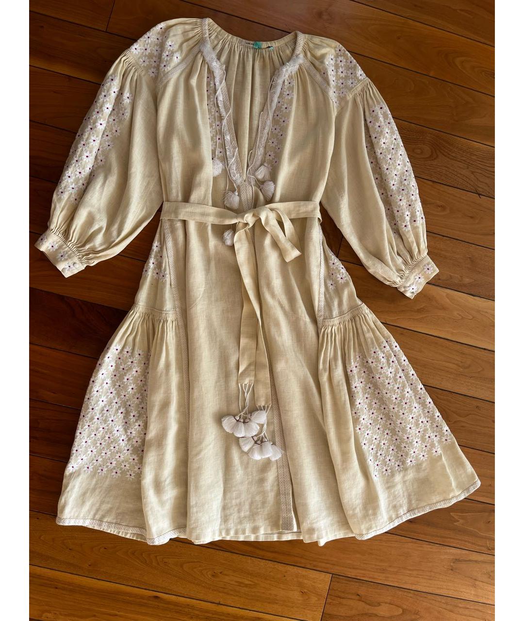 VITA KIN Бежевое льняное платье, фото 2