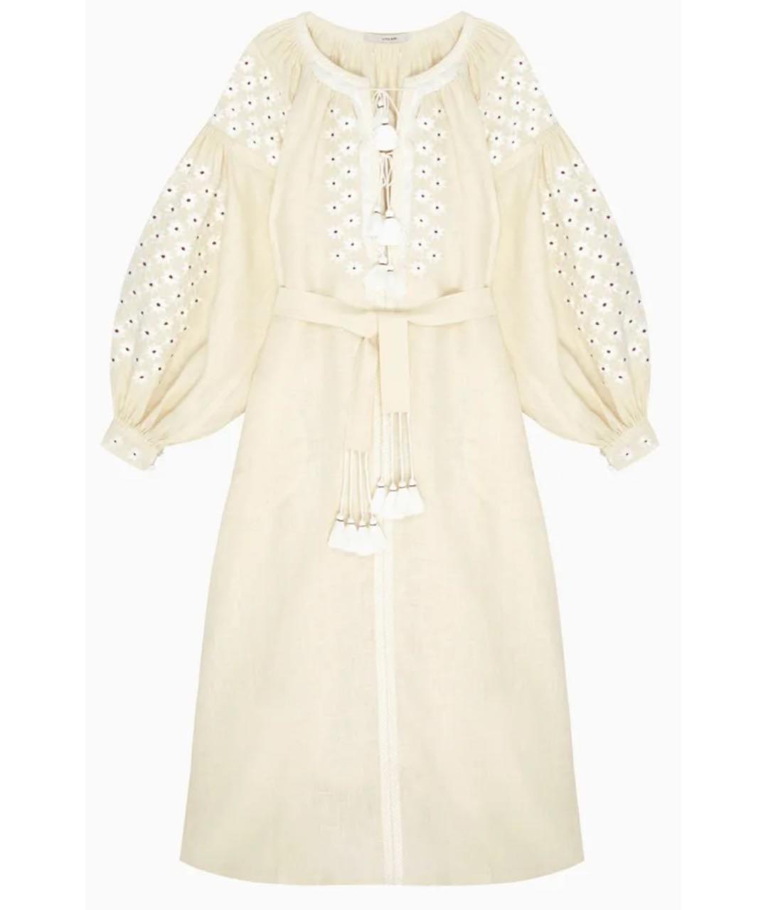 VITA KIN Бежевое льняное платье, фото 9