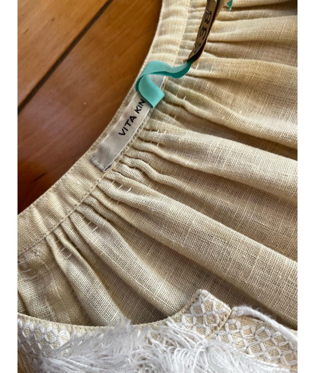 VITA KIN Бежевое льняное платье, фото 4