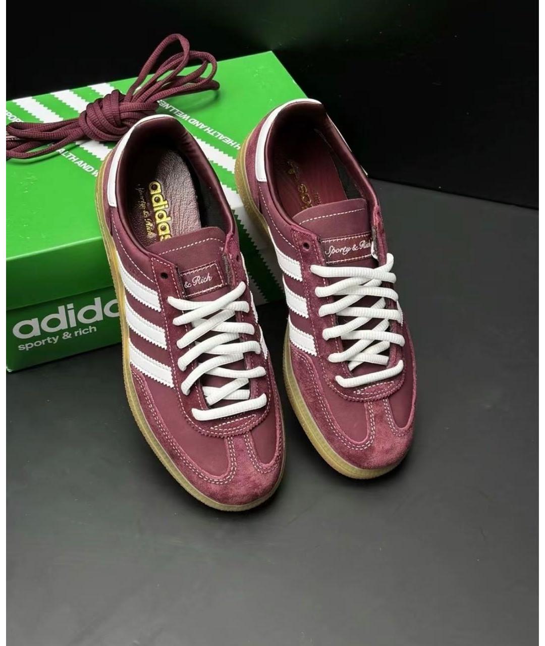 ADIDAS Бордовые замшевые кроссовки, фото 3