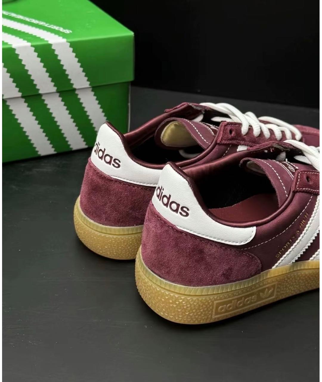 ADIDAS Бордовые замшевые кроссовки, фото 4