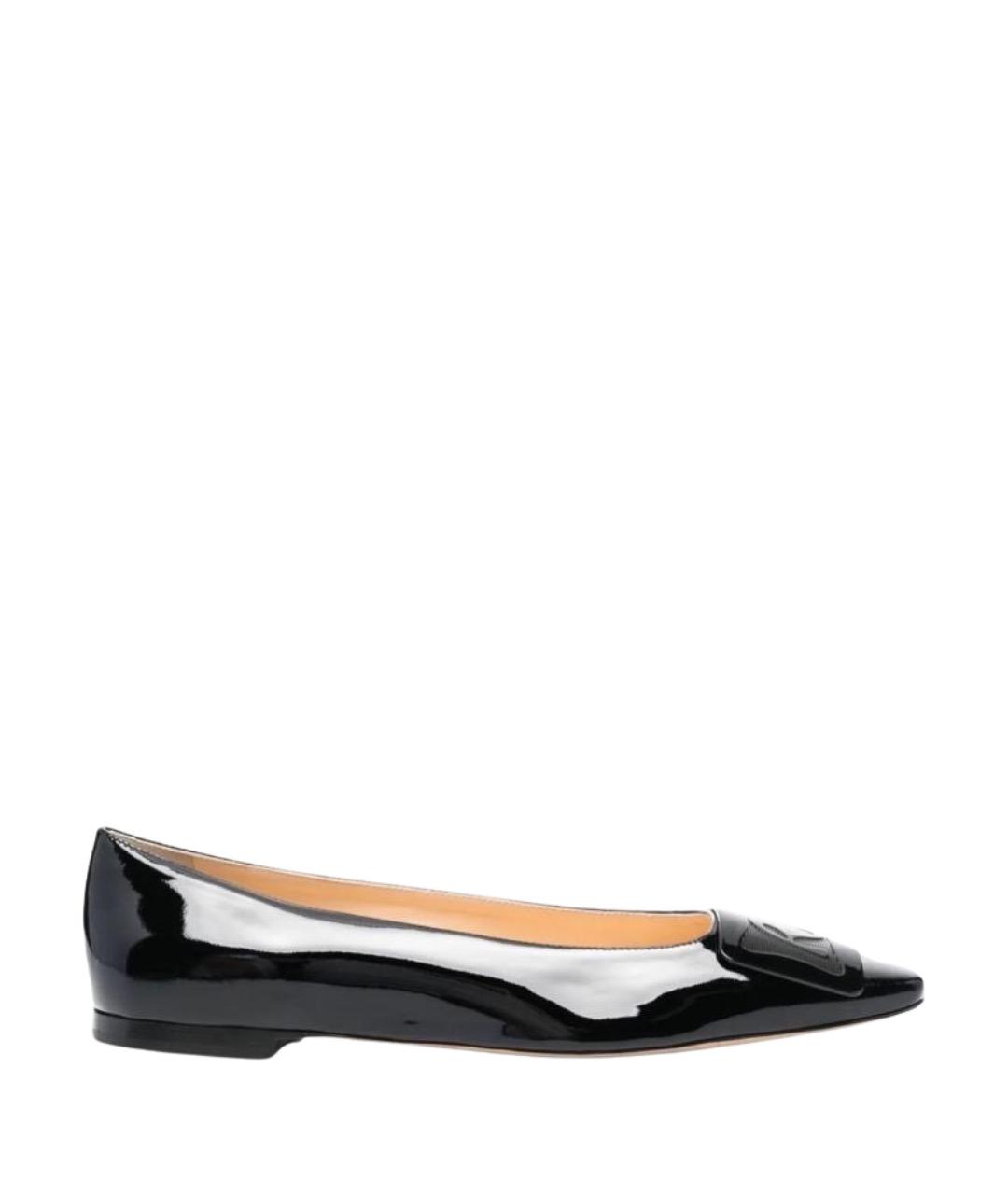 ROCHAS Черные балетки из лакированной кожи, фото 1