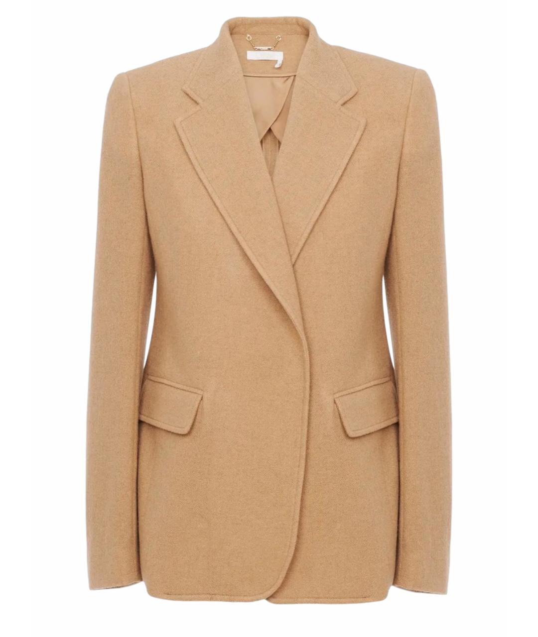 CHLOE Бежевый шерстяной жакет/пиджак, фото 1