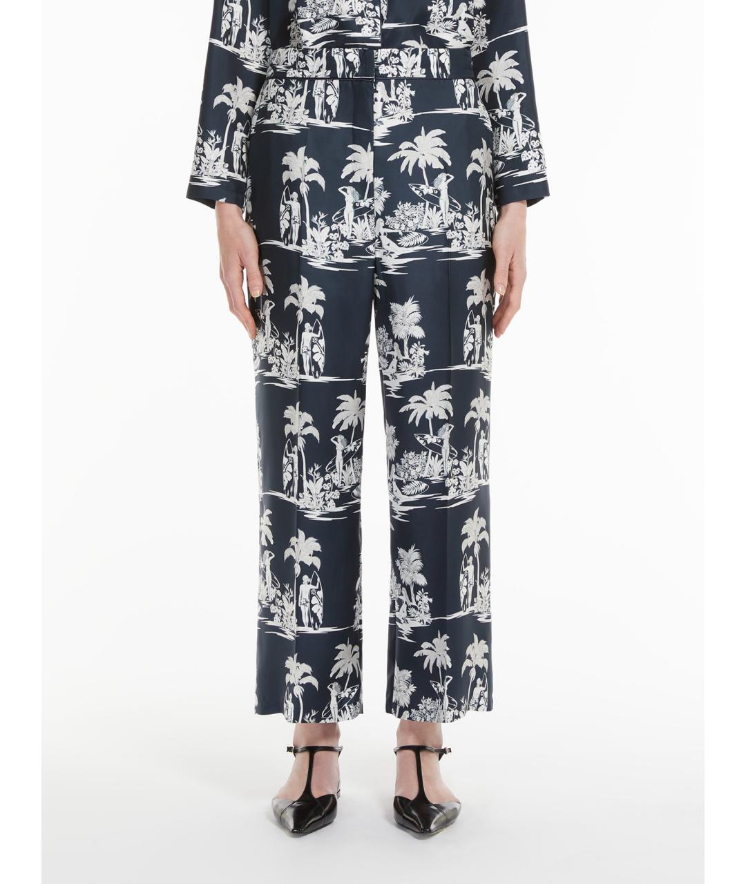 MAX MARA STUDIO Мульти шелковые прямые брюки, фото 3